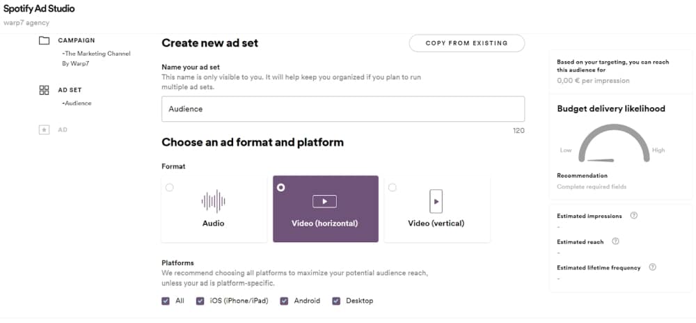 Spotify Ad Studio, la piattaforma pubblicitaria self-service. il formato degli annunci